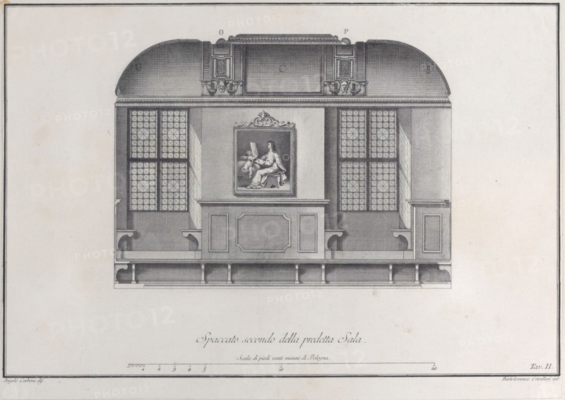 Plate 2: cross-section of the Hall of the Institute of Bologna