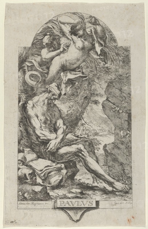 Saint Paul of Thebes tempted by a demon