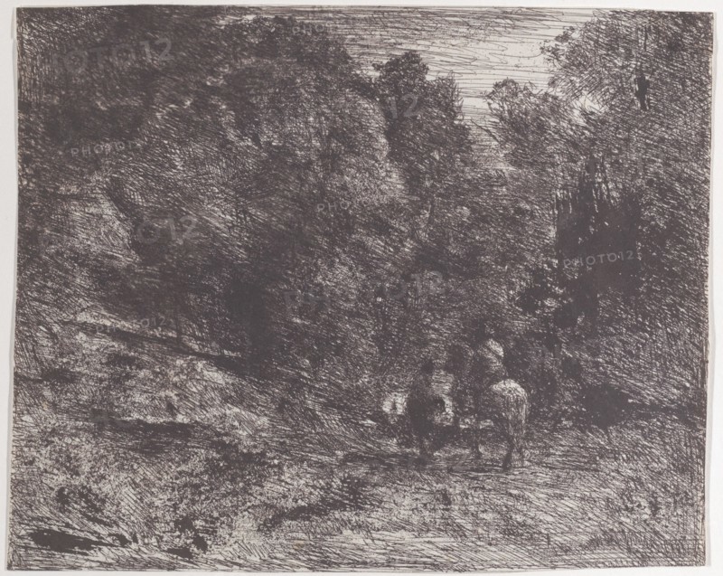 Two Travelers in a Forest (Le Cavalier en forêt et le piéton)