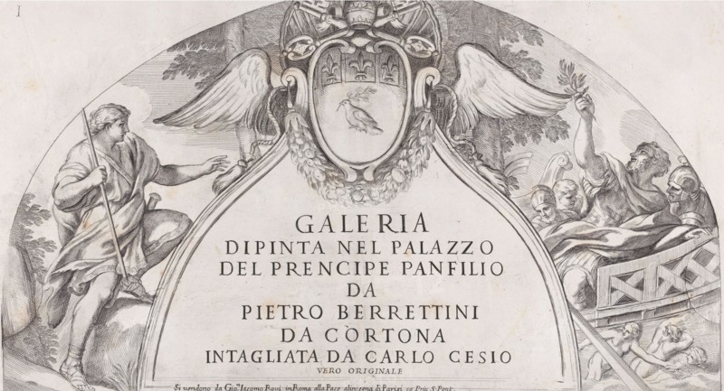 Title page to 'Galleria Dipinta nel Palazzo del Prencipe Panfilio' after the ceiling f...