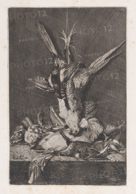 Hunting trophy with game birds and artichoke