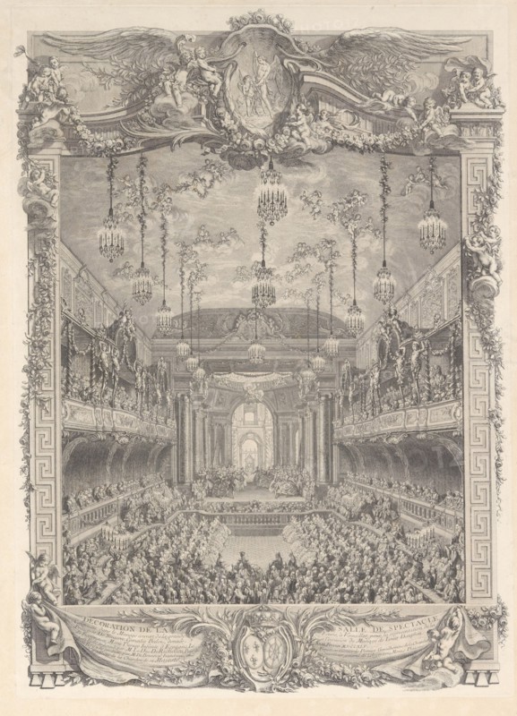 Decoration de la salle de spectacle construite a Versailles pour la representation de ...