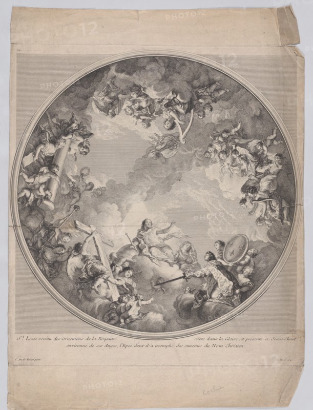 Saint Louis presenting his sword to Christ