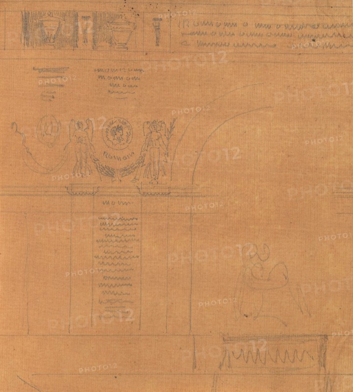 Page from a Scrapbook containing Drawings and Several Prints of Architecture