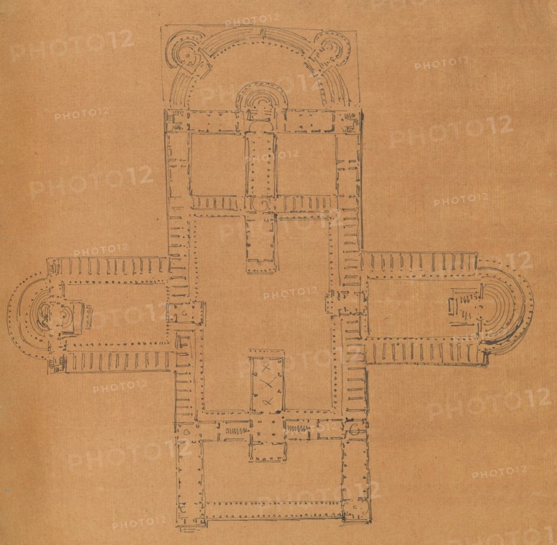 Page from a Scrapbook containing Drawings and Several Prints of Architecture