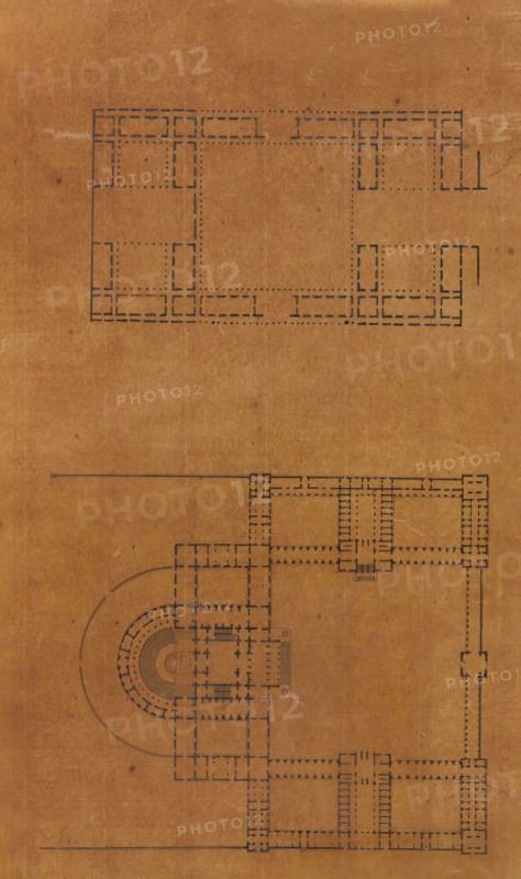 Page from a Scrapbook containing Drawings and Several Prints of Architecture