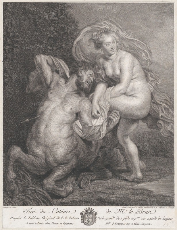 Deianeira receiving the poisoned tunic from Nessus