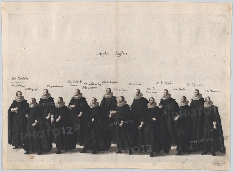 Plate 18: Aides marching in the funeral procession of Archduke Albert of Austria; from 'Po...