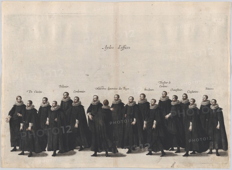 Plate 17: Aides marching in the funeral procession of Archduke Albert of Austria; from 'Po...
