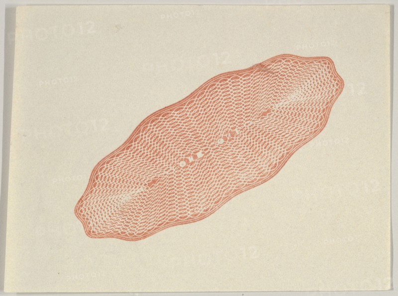 Banknote motif: lathe work ornament resembling a long flat woven basket