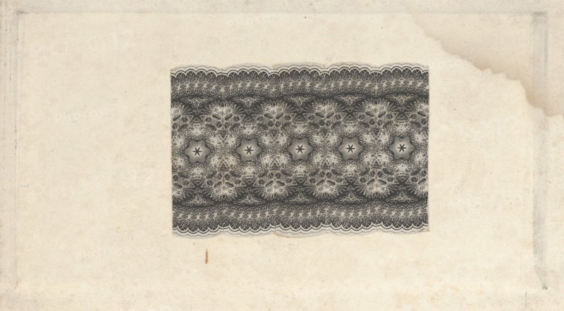 Banknote motifs: band of lace-like lathe work ornament