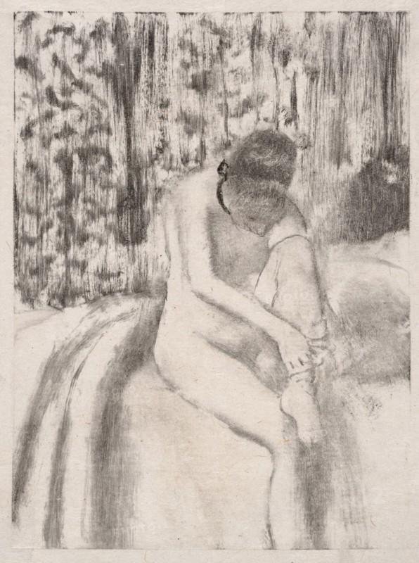 Girl Putting on Her Stockings