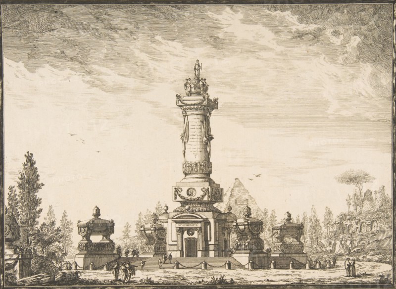 Elevation en perspective d'une Colonne Funeraire destinée pour la Sépultre...