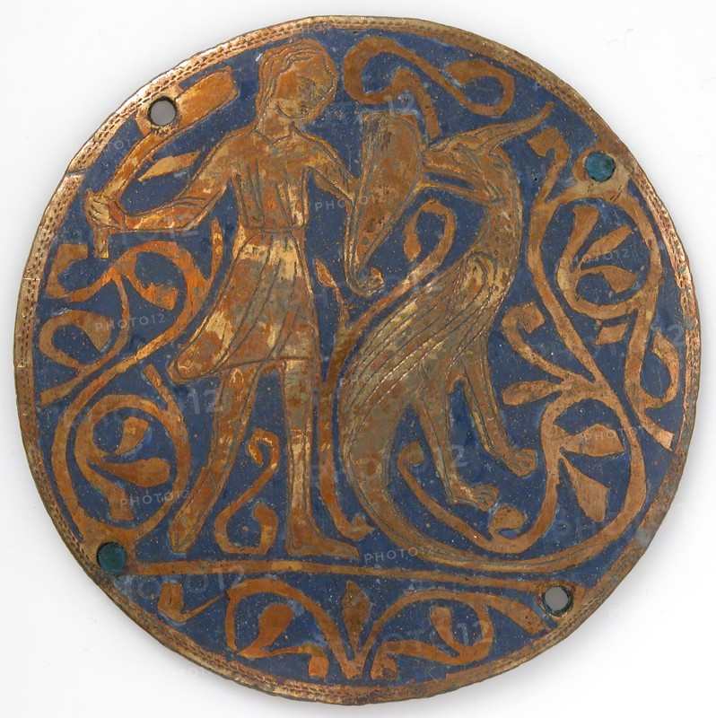Medallion with Man Fighting Basilisk