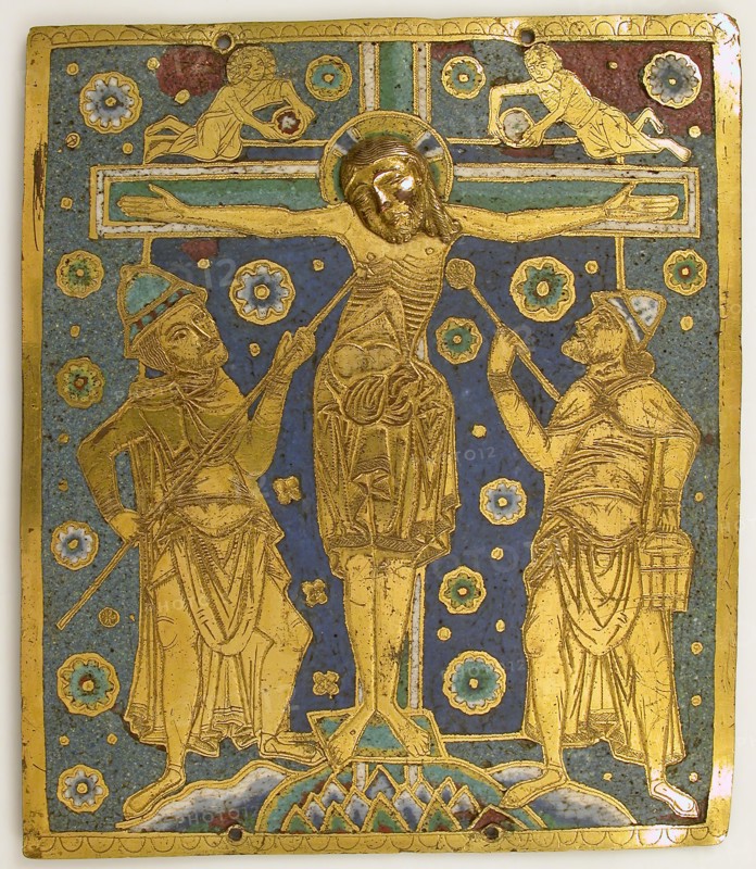 Plaque with the Crucifixion between Longinus and Stephaton and Personifications...