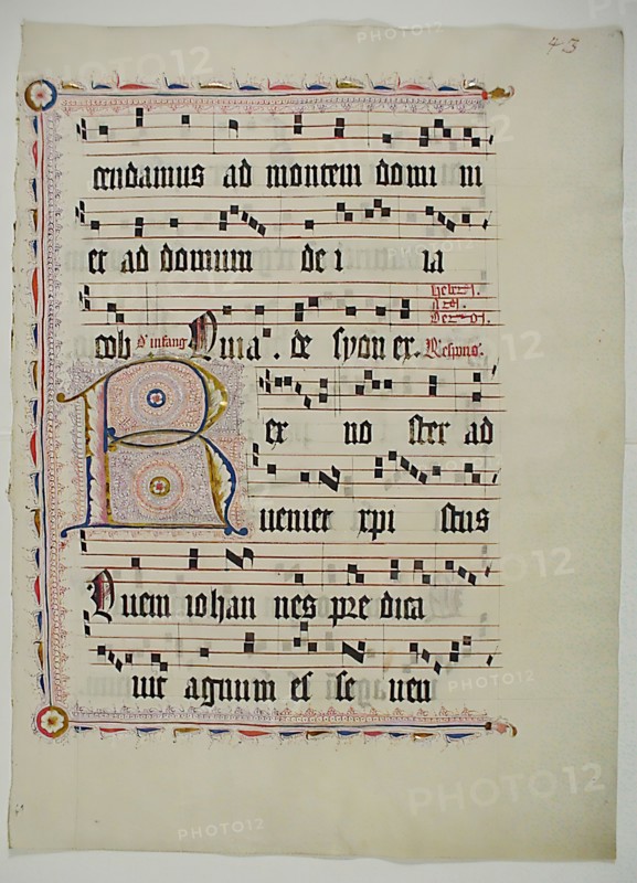 Manuscript Leaf with Initial R