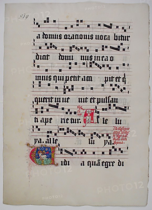 Manuscript Leaf with Initial V
