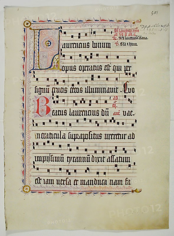 Manuscript Leaf with Initial L