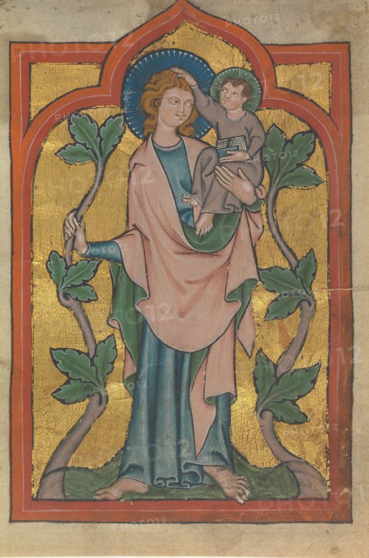 Manuscript Leaf with Saint Christopher Bearing Christ