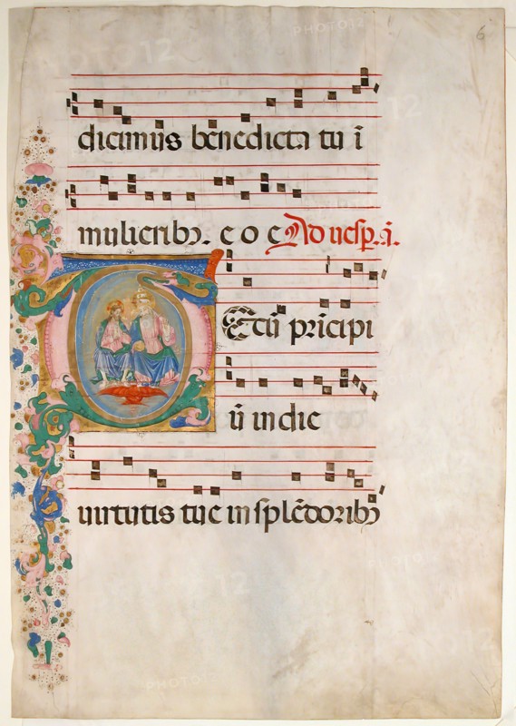 Manuscript Leaf with the Trinity in an Initial T