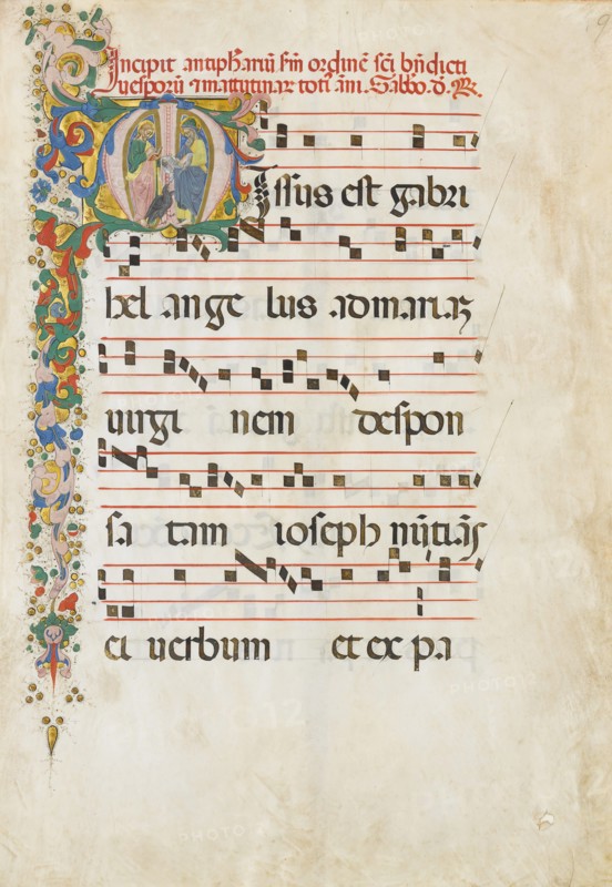 Manuscript Leaf with Saint John the Evangelist and Saint John the Baptist in an...