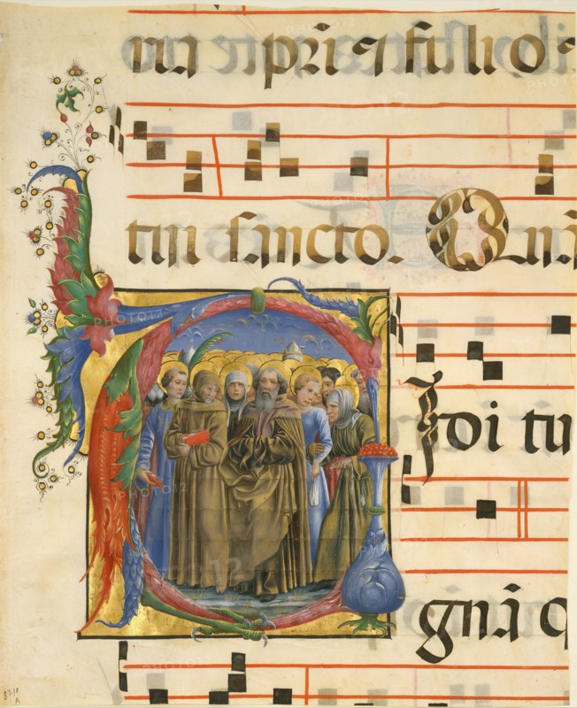 Manuscript Illumination with All Saints in an Initial V