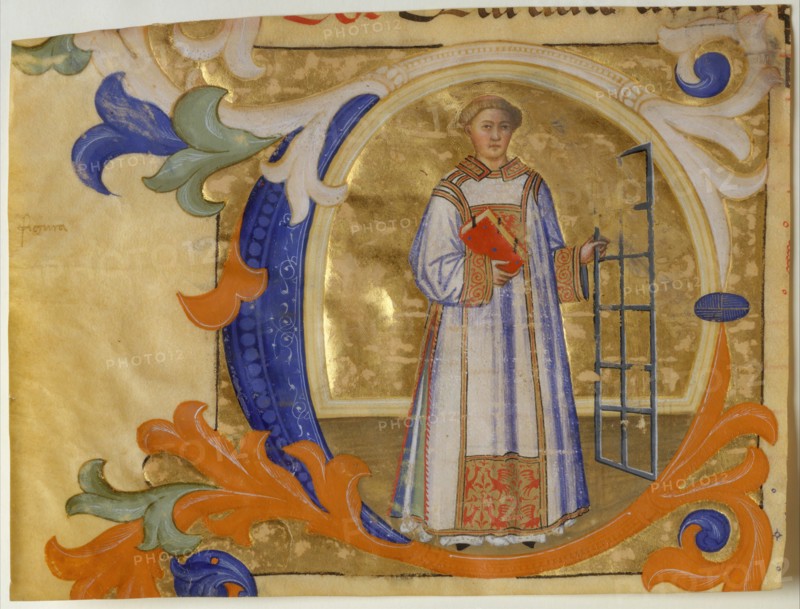 Manuscript Illumination with Saint Lawrence in an Initial C