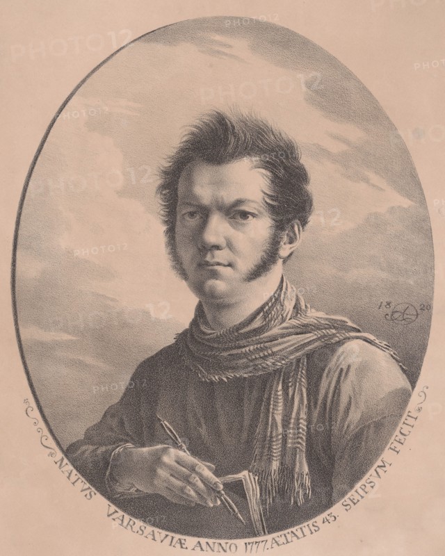 Self-portrait with an album and pen, 1819.
