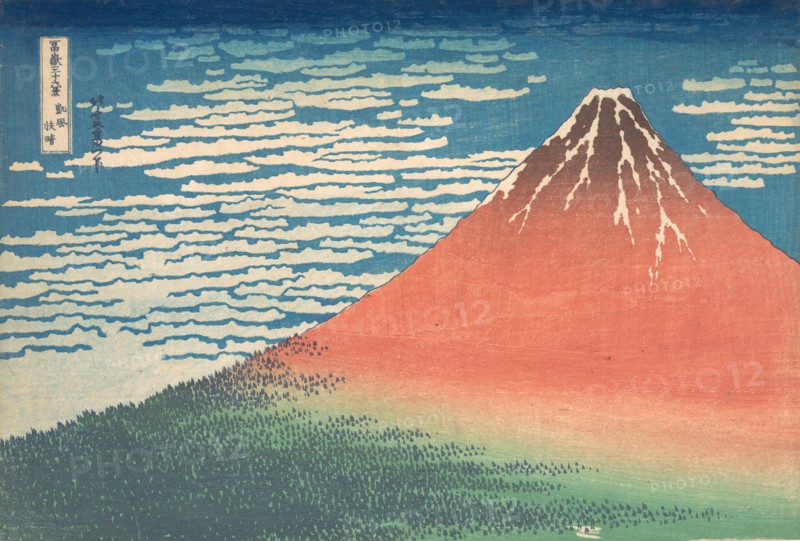 South Wind, Clear Sky (Gaifu kaisei), also known as Red Fuji, from the series Thirty-six Views of Mount Fuji (Fugaku sanjurokkei), ca. 1830-32.
