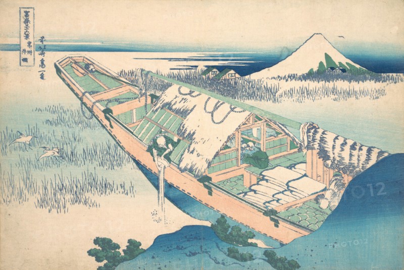 Ushibori in Hitachi Province (Joshu Ushibori), from the series Thirty-six Views of Mount Fuji (Fugaku sanjurokkei), ca. 1830-32.