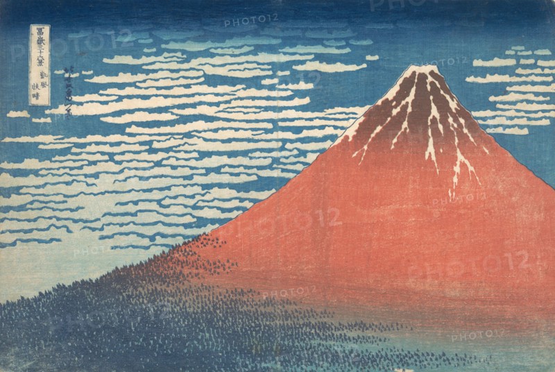 South Wind, Clear Sky (Gaifu kaisei), also known as Red Fuji, from the series Thirty-six Views of Mount Fuji (Fugaku sanjurokkei), ca. 1830-32.