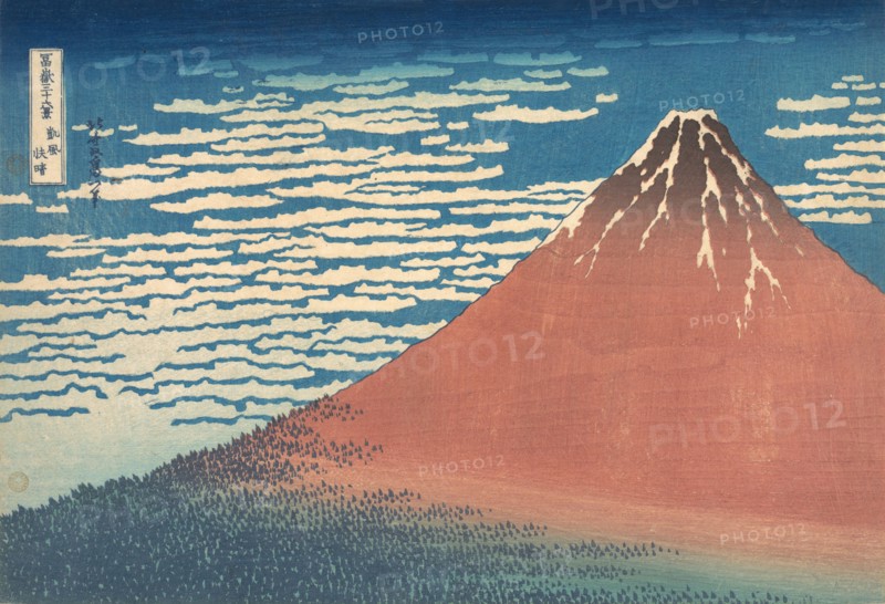 South Wind, Clear Sky (Gaifu kaisei), also known as Red Fuji, from the series Thirty-six Views of Mount Fuji (Fugaku sanjurokkei), ca. 1830-32.