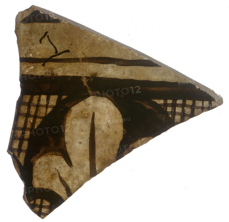 Grisaille Fragment with Plant Motif, Crusader, 1220-72. Style associated with the mid-1200s in France