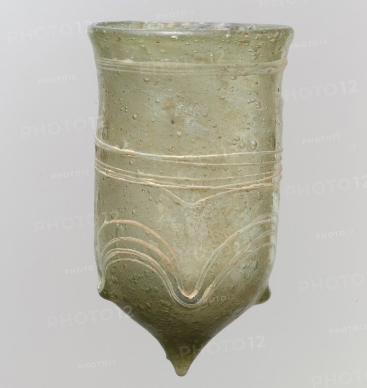 Glass Bell Beaker with White Trails, Frankish, late 5th-early 6th century.