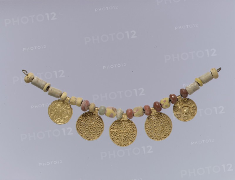 Gold Pendants and Beads from a Necklace, Frankish, second half 6th century-first half 7th century.