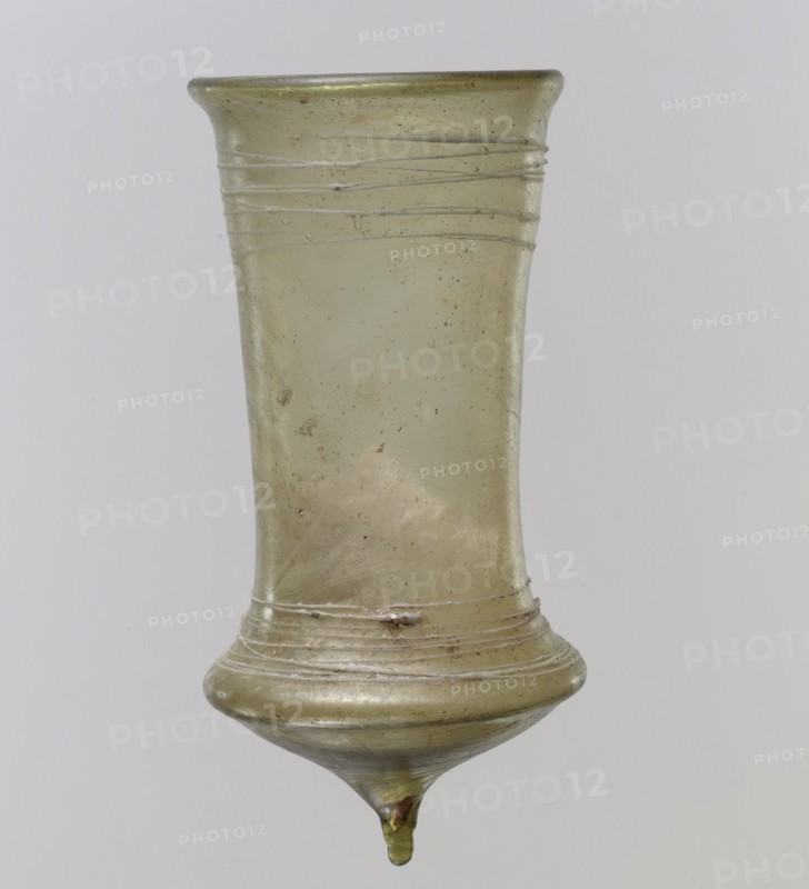 Glass Beaker with White Trails, Frankish, late 6th-early 7th century.