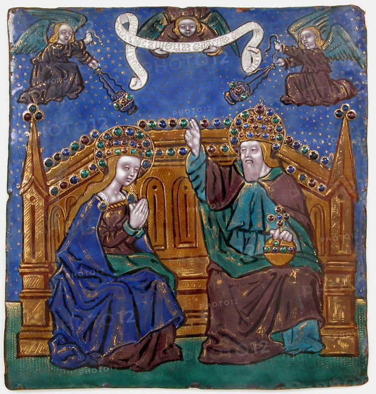 Plaque with God The Father Blessing The Virgin, French, late 15th-early 16th century.