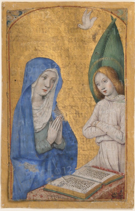 Manuscript Leaf with the Annunciation from a Book of Hours, French, ca. 1485-90.