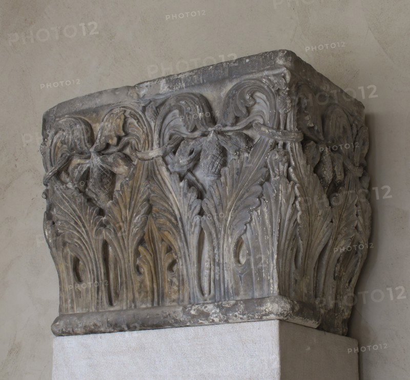 Impost Block with Acanthus Decoration, French, 12th century.