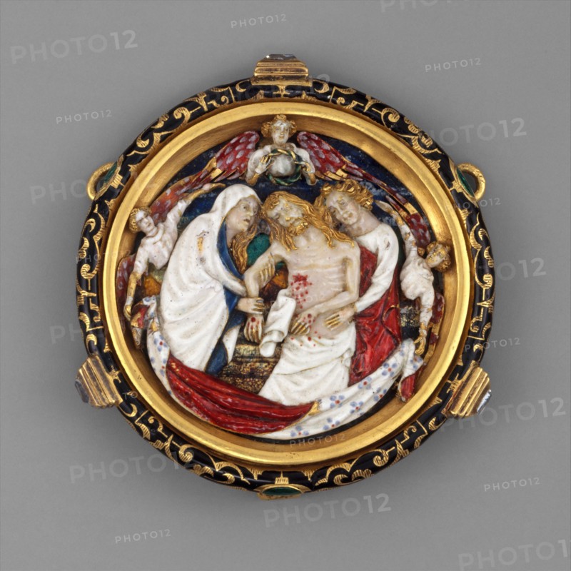 The Dead Christ with the Virgin, Saint John, and Angels, French, ca. 1390-1405.