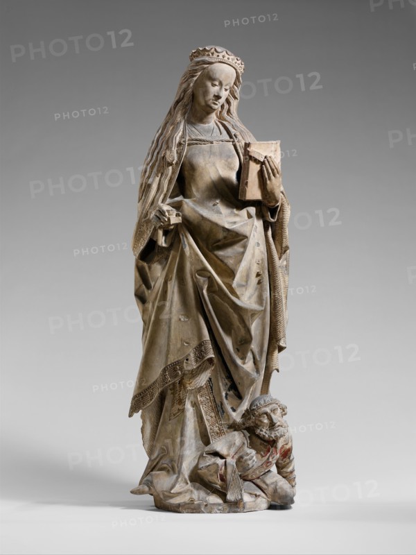 Saint Catherine of Alexandria, French, ca. 1475-1525. Saint Catherine stands over the figure of Emperor Maxentius