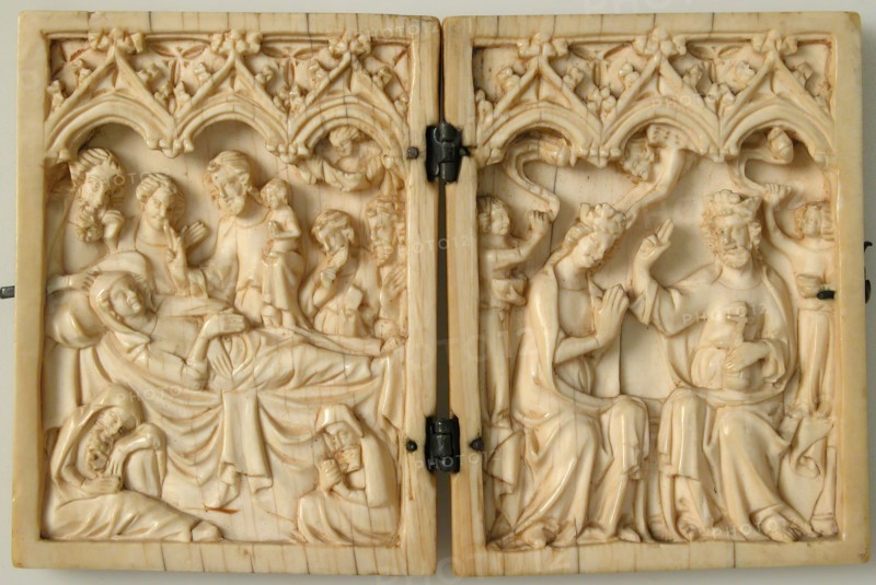 Diptych with Death and Coronation of the Virgin, French, 14th century.