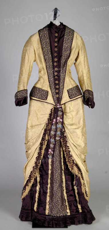 Dinner dress, American, ca. 1877.