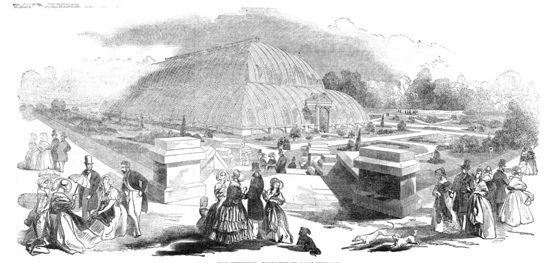 The great Chatsworth Conservatory - the exterior, from the Italian Terrace, 1844. Creator: Unknown.