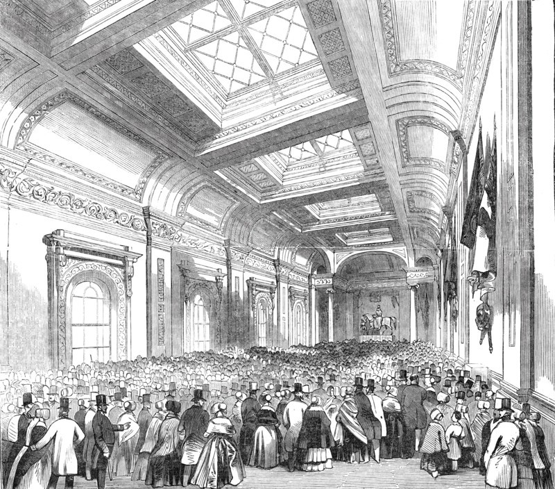 Lloyd's Commercial Room - admission of the public, 1844. Creator: Unknown.
