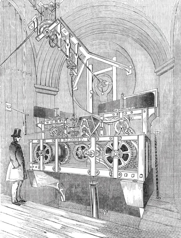 Perspective view of the Great Clock of the Royal Exchange, 1844. Creator: Unknown.