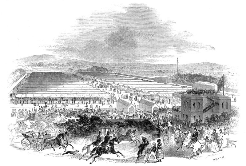 The Cattle Sheds, Royal Agricultural Society's Show, Shrewsbury, 1845. Creator: Smyth.