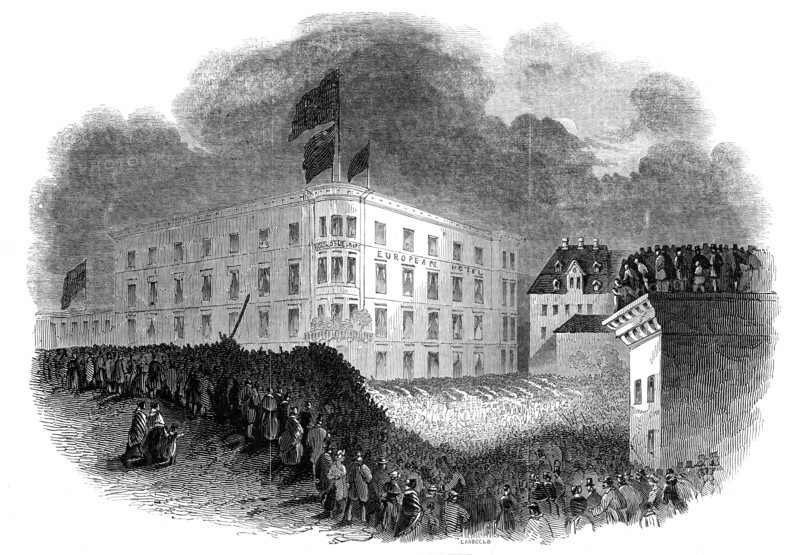 Torch-light concert at Mayence, 1845. Creator: Ebenezer Landells.