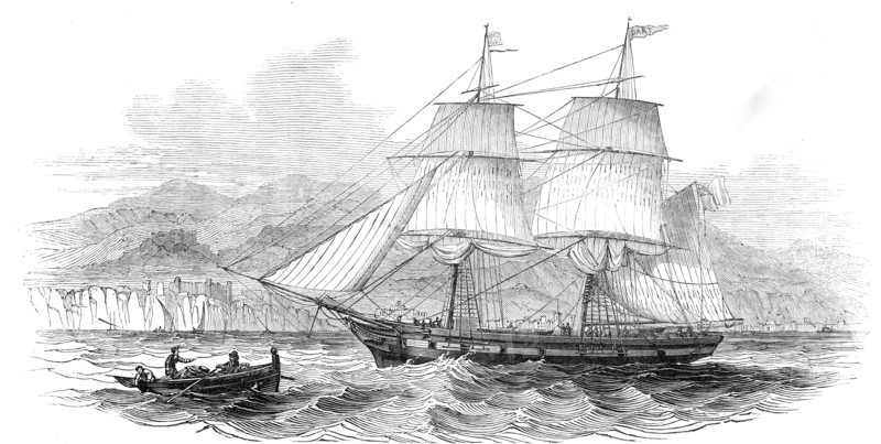 The London and Madeira packet brig "Dart", entering Funchal Roads, 1845. Creator: Unknown.
