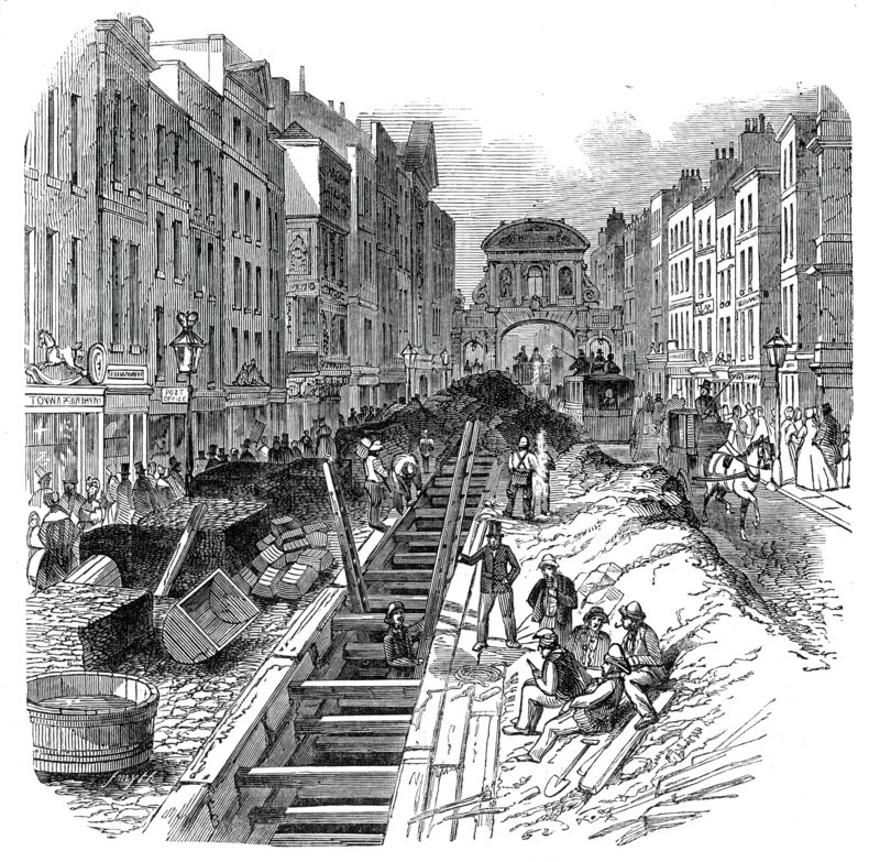 Fleet-Street, deepening the sewer, 1845. Creator: Unknown.